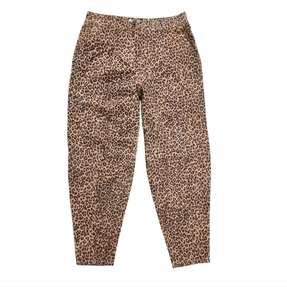 Revolve Lita By Ciara Suede Pants Size 30 Cheetah Barrel Leg High Rise Pleated - Picture 11 of 12
